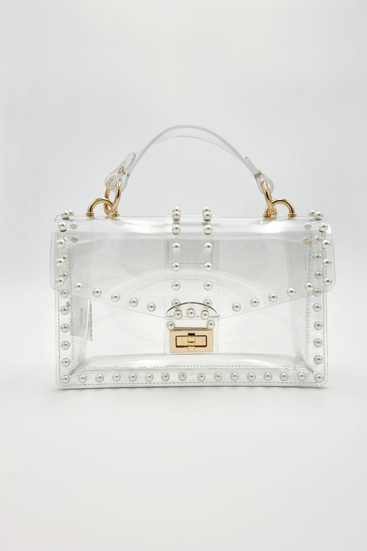 BOLSA TRANSPARENTE CON PERLAS