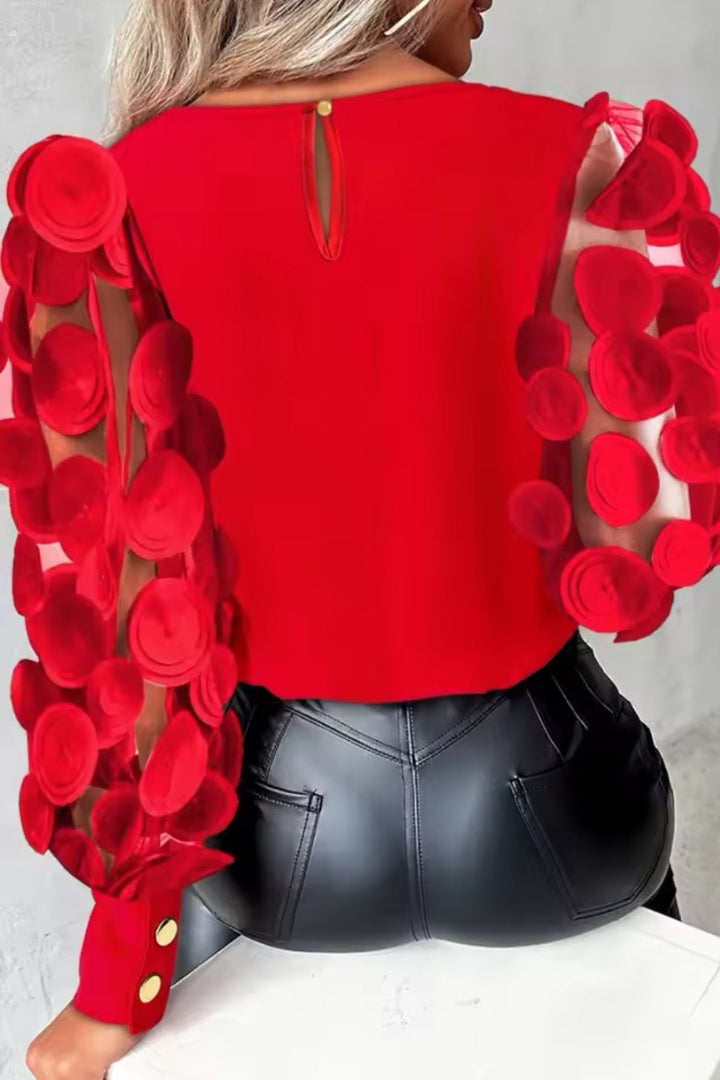 BLUSA CON TRANSPARENCIA EN MANGAS