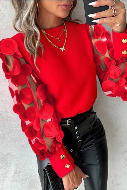 BLUSA CON TRANSPARENCIA EN MANGAS