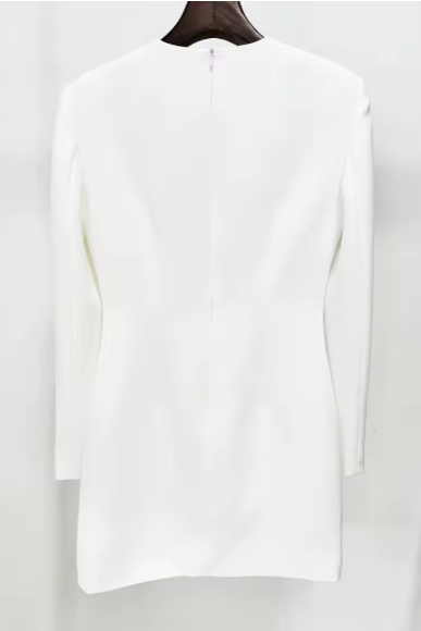 VESTIDO BLANCO DE MANGA LARGA CON DETALLE FLORAL