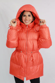 CHAMARRA PUFFER PLUMAS NARANJA